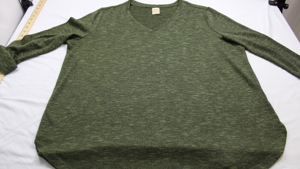 Faded Glory Women's 2X Green Marled Long Sleeve V-Neck Tunic Top Stretch Casual